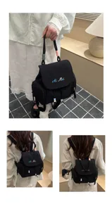 Mochila casual para mujer negra bolsa escolar de tendencia ligera para uso diario