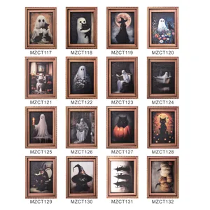 Cadre photo vintage Halloween aimant de frigo, autocollant magnétique en bois effrayant.