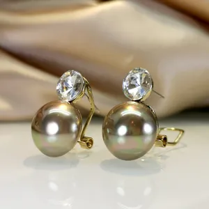 Lega di Lusso Leggera con Strass Intarsiati Orecchini a Clip con Perle Artificiali Stile Lady Di Eleganti Orecchini Geometrici Gioielli per Donna Festa