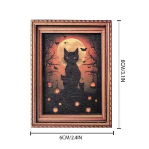 Halloween retro cadre photo aimant de frigo en bois magnetique decoration effrayante