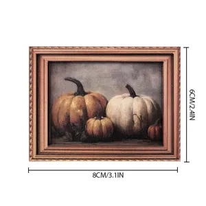 Halloween vintage citrouille cadre photo magnet refrigerateur, aimant decoratif en bois 8x6cm