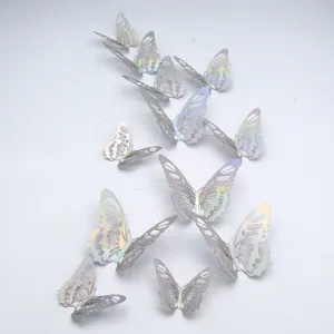 Pegatinas de Pared de Mariposa 3D Efecto Láser Metálico Decoración 12 pzas