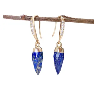 Orecchini pendenti vintage in lapis lazuli per donna, eleganti gioielli con gancio.
