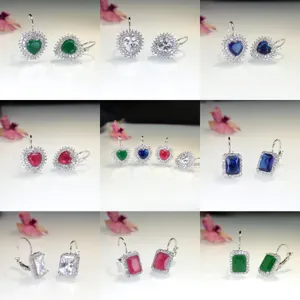 Moda Rame Lusso Strass Cuore Geometrico Orecchini Gancio Francese Cristalli Colorati Orecchini Per Donne Gioielli Regalo