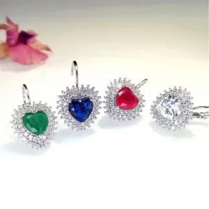 Orecchini pendenti cuore zircone cubico stile lussuoso elegante gioielli rame donna