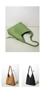 Sac bandoulière minimaliste en cuir véritable, fourre-tout décontracté pour femme.