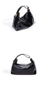 Borsa a mano hobo in pelle verniciata nera stile coreano minimalista casual borsa cuscino