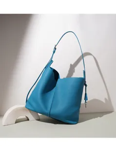 Echtes Leder Eimer Tasche für Damen, große Kapazität minimalistische Schultertasche Pendeln.