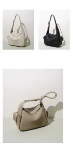 Sac à bandoulière en cuir véritable design de niche sac cabas élégant pour femmes