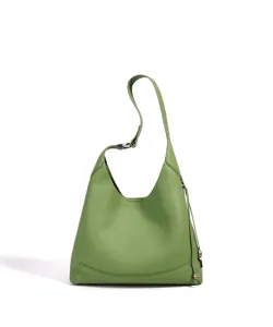 Sac porté épaule en cuir vert pour femme, cabas fourre-tout tendance pour le travail quotidien.