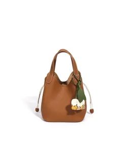 Sac seau en cuir marron femme sac a main decontracte sac bandouliere elegant ete style