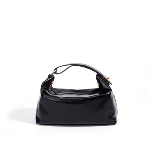 Borsa a mano nera in vernice borsa hobo minimalista elegante borsa casual molto capiente