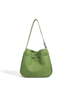 Bolso de hombro de cuero verde para mujer, elegante bolso bombonera de gran capacidad.