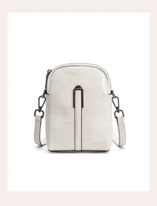 Women genuine leather crossbody phone bag minimalist small shoulder bag daily chic style