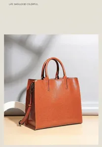 Elegants genuine leather women handbag shoulder crossbody bag versatile commute large capacity tote bag