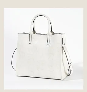 Women genuine leather tote bag, elegant shoulder crossbody commuter handbag for daily use.