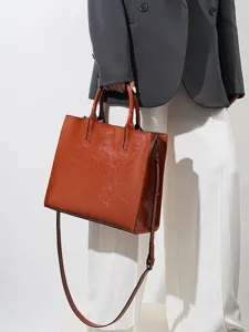 Women genuine leather tote bag large capacity shoulder crossbody handbag for daily work