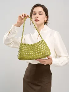 Women's Woven Shoulder Bag PU Leather Commuter Handbag Underarm Hobo Bag Daily Chic Stylish Purse For Women