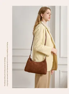 Stylish women suede underarm shoulder bag, perfect for daily commuting and casual fashion wear.