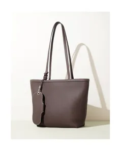 Bolso tote marrón de cuero genuino para mujer, bolso de hombro grande con asas dobles.
