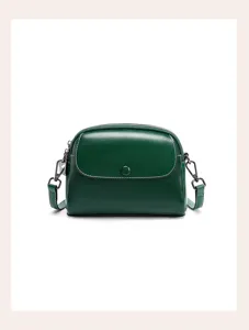 Women genuine leather crossbody shoulder bag retro dark green daily casual chic stylish