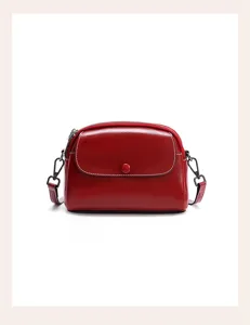 Red leather crossbody bag for women retro shoulder bag vintage chic small purse with flap