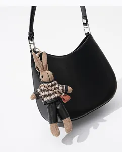 Mignon porte-clés en peluche lapin pied-de-poule pour sac accessoire mode et cadeaux