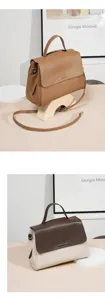 Elegant leather top-handle shoulder bag for women, perfect for daily casual commute.