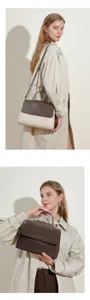 Genuine leather work shoulder handbag women large capacity casual commute crossbody bag
