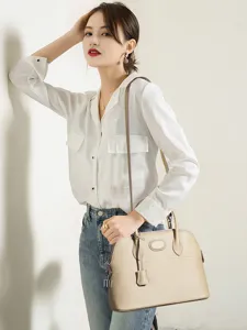 Classic genuine leather shell handbag for women versatile top-layer cowhide shoulder bag