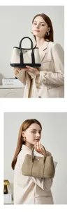 Bolso de mano elegante de lona y cuero para mujer bolso tote de moda para uso diario
