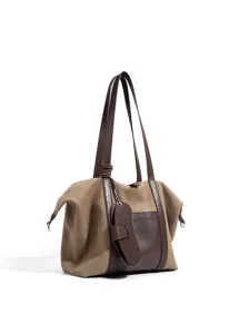 Sac cabas bandoulière décontracté en toile bicolore pour le travail et les voyages