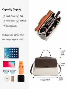 Women Genuine Leather Shoulder Handbag Casual Commuter Crossbody Bag Large Capacity Top