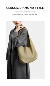 Genuine leather hobo shoulder bag for women, large capacity casual daily tote bag.