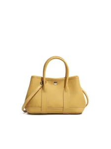 Bolso de mano de mujer de cuero genuino amarillo elegante bolso cruzado pequeño bolso de verano.
