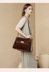 Retro Wildleder Umhängetasche für Damen, große Kapazität, elegante Pendler Modetasche neu.