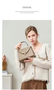 Elegant genuine leather handbag featuring a structured top handle and chic metal clasp design.