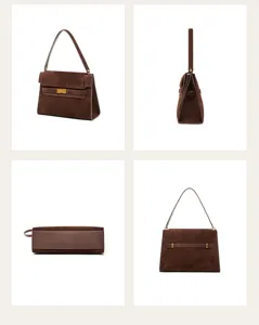 Braune Wildleder Umhängetasche Retro Damen Handtasche elegante Pendler Tasche chic.