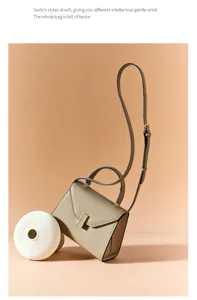 Elegant leather shoulder bag with structured design, top handle and chic metal clasp for women.