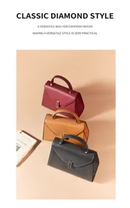 Classic diamond style leather handbag with top handle, versatile large capacity work bag.