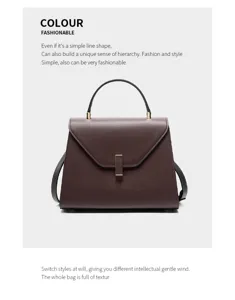 Elegant genuine leather women handbag top handle shoulder bag commute minimalist style new