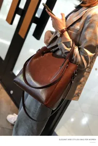 Bolso de hombro de cuero genuino para mujer bolso shopper elegante de gran capacidad