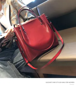 Elegante bolso de hombro de cuero rojo para mujer bolso de mano elegante para diario