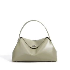 Élégant sac à main en cuir vert sauge, sac d'épaule minimaliste et élégant pour femmes.