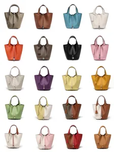 High quality genuine leather bucket bag women luxury designer handbag stylish tote bag