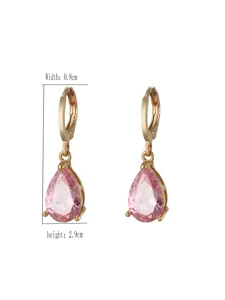 Orecchini a cerchio placcati in oro con zircone rosa a goccia gioielli donna eleganti moda