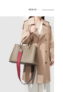 Classic genuine leather tote bag large capacity commuting shoulder bag stylish luxury design