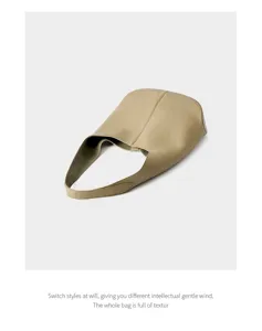 Minimalist genuine leather underarm bag, versatile slouchy commuter hobo tote for women.