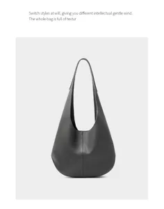 Classic genuine leather hobo underarm shoulder bag for women large capacity daily commuting tote