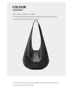 Detailed view of the stylish leather hobo shoulder bag, showing premium texture and simple lines.